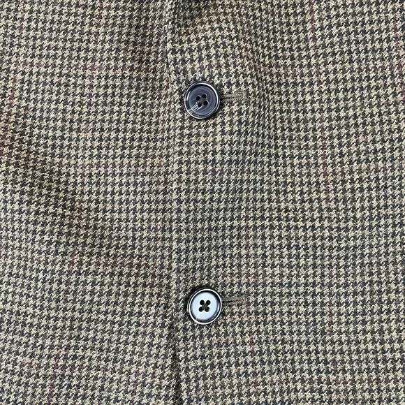 Lauren Ralph Lauren Sport Coat Blazer Men 42L Wool Brown Houndstooth‎ 2 Button